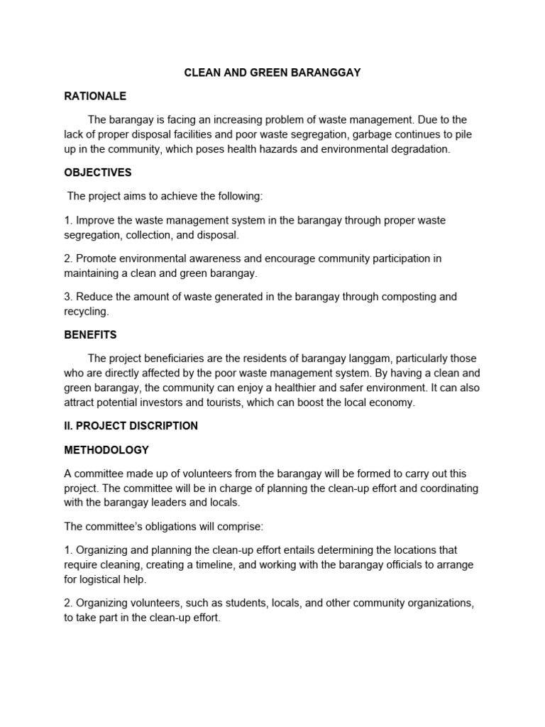 Clean and green barangay pdf