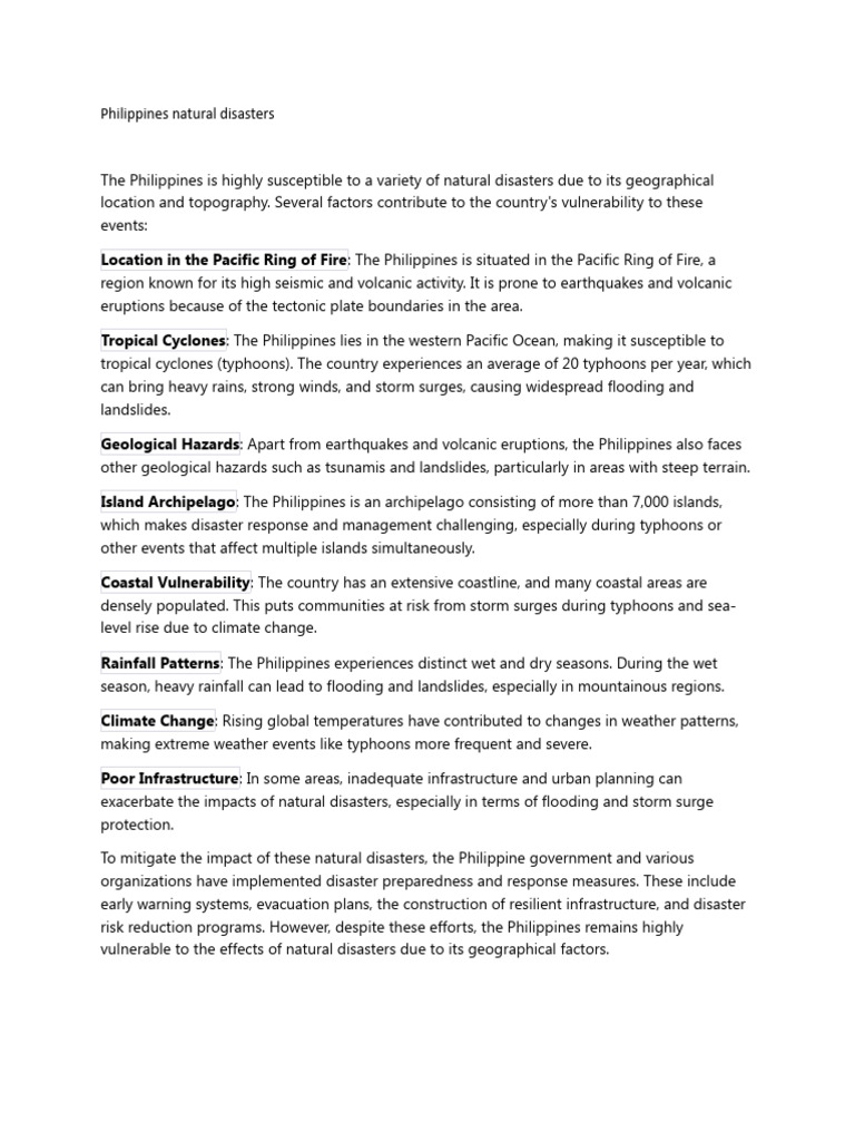 Philippines Natural Disasters Pdf