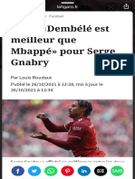 Foot Dembélé Est Meilleur Que Mbappé Pour Serge Gnabry