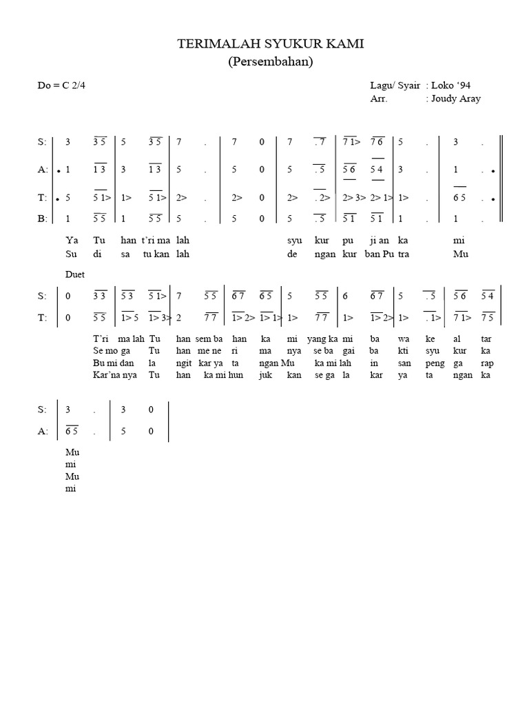 Terimalah Syukur Kami | PDF