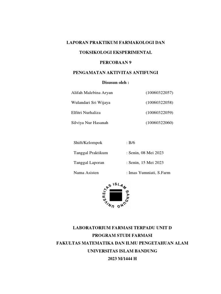Laprak 9 Farmakologi Antifungi 6B | PDF | Kesehatan Holistik ...