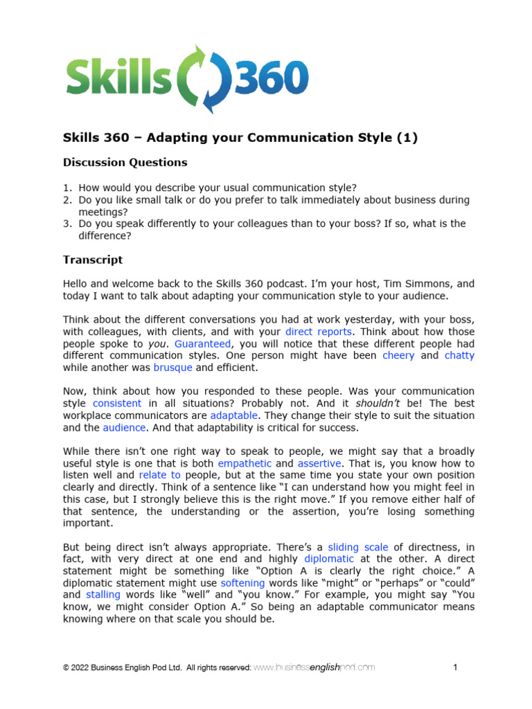 360.89 Communication Style 1 | PDF | Communication