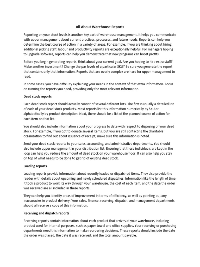 Stock Management Module 3 | PDF | Warehouse | Inventory
