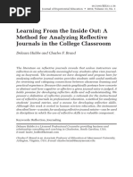 Learning From The Inside Out - A Method For Analyzing Reflective Journals in The College Classroom