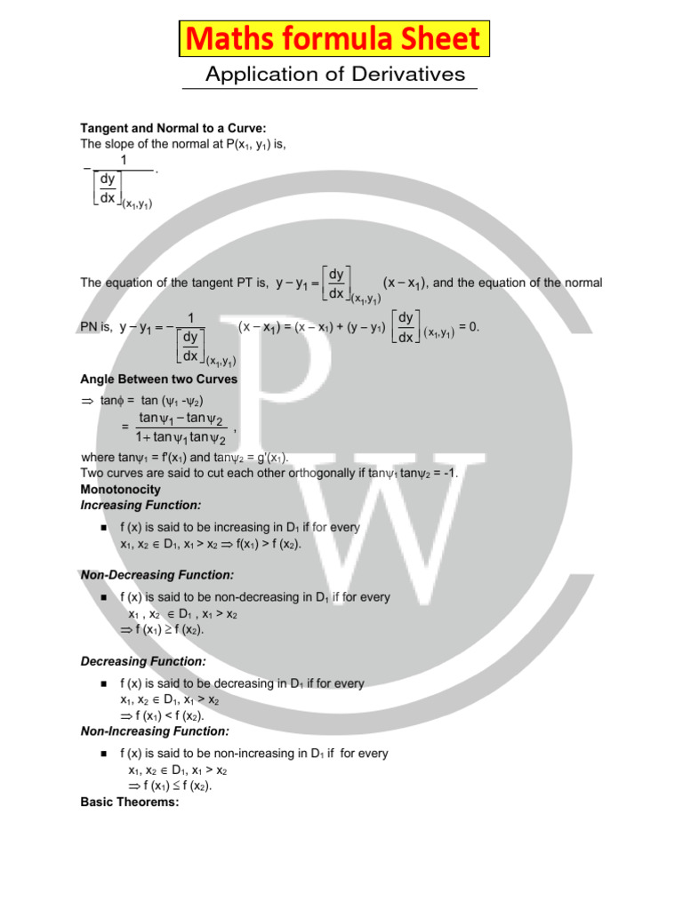 Application of derivatives 1 dy dx pdf functions and