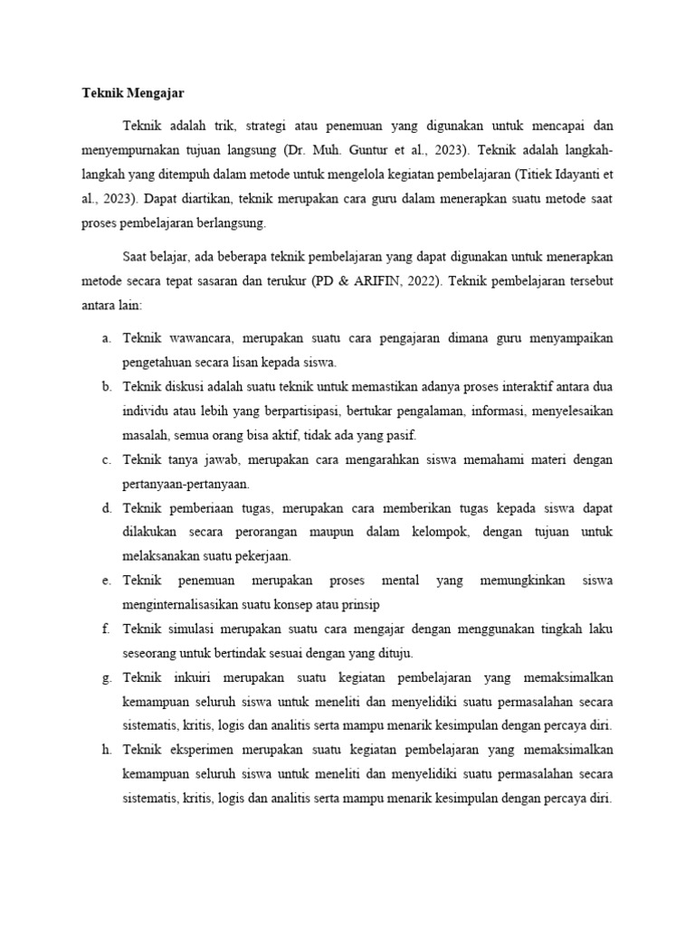 Teknik Mengajar | PDF