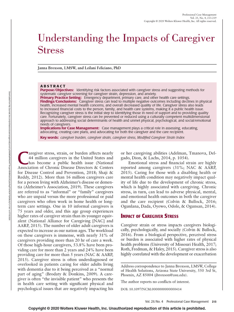 Understanding The Impacts of Caregiver | PDF
