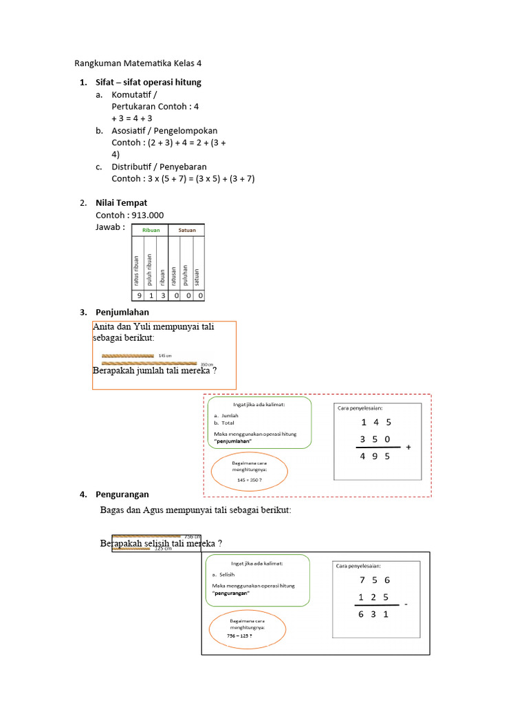 Rangkuman PAS Matematika Kelas 4 | PDF