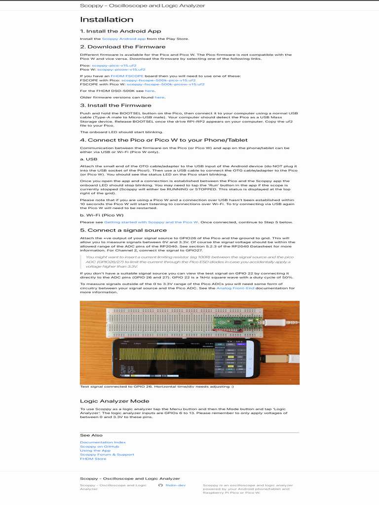 Installation Scoppy Oscilloscope and Logic Analyzer PDF