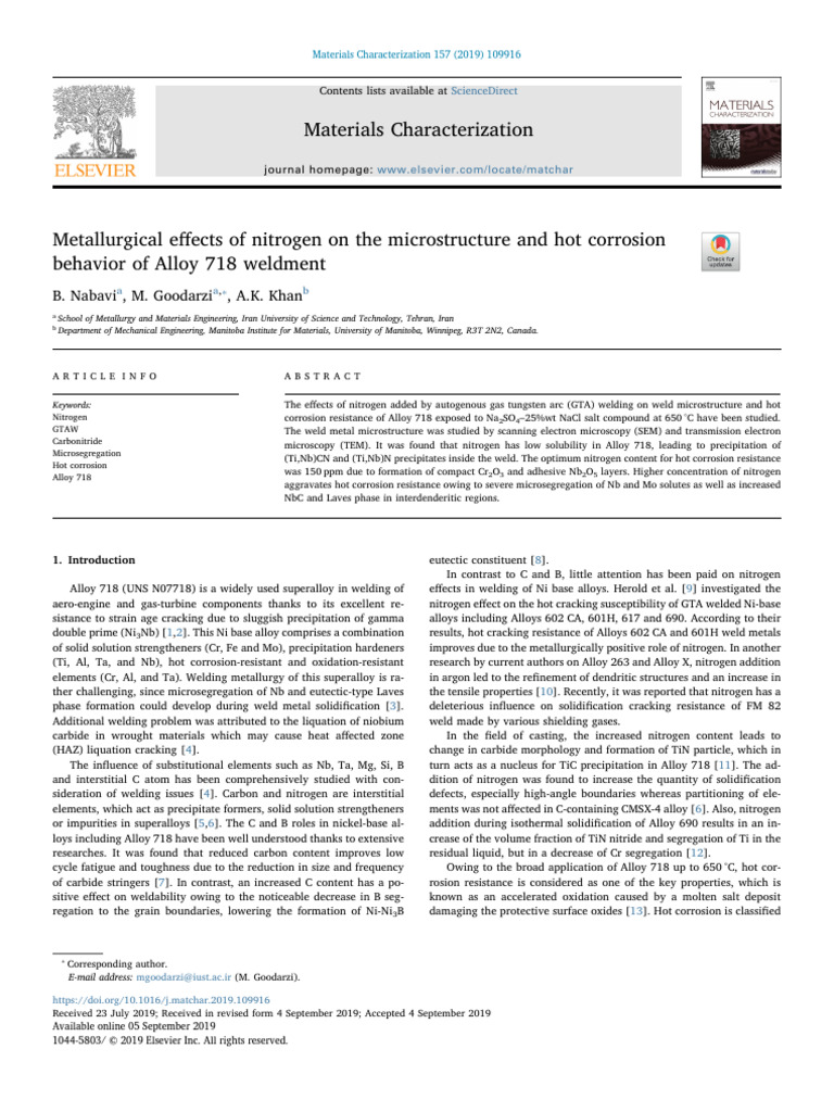 Materials Characterization: Sciencedirect | PDF | Chromium | Corrosion