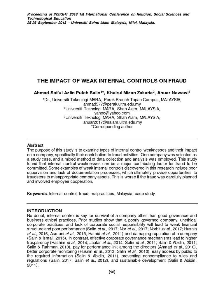 Impact of Weak Internal Controls on Fraud | PDF