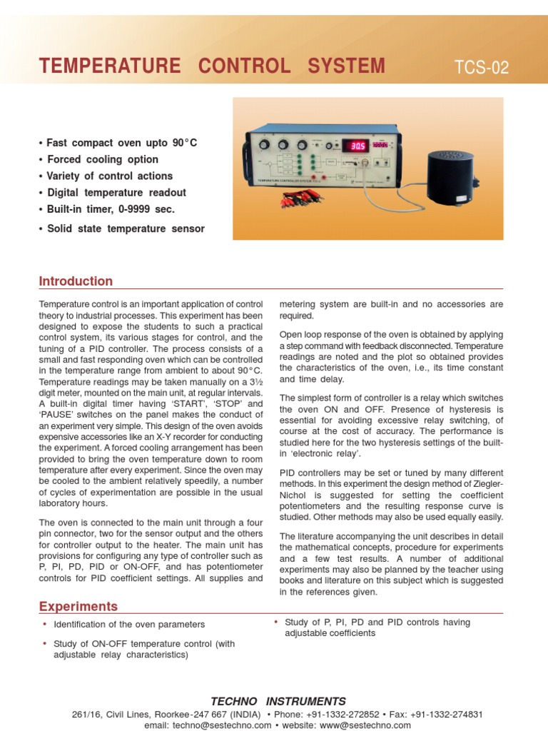 Temperature Control System PDF Control Theory Control System