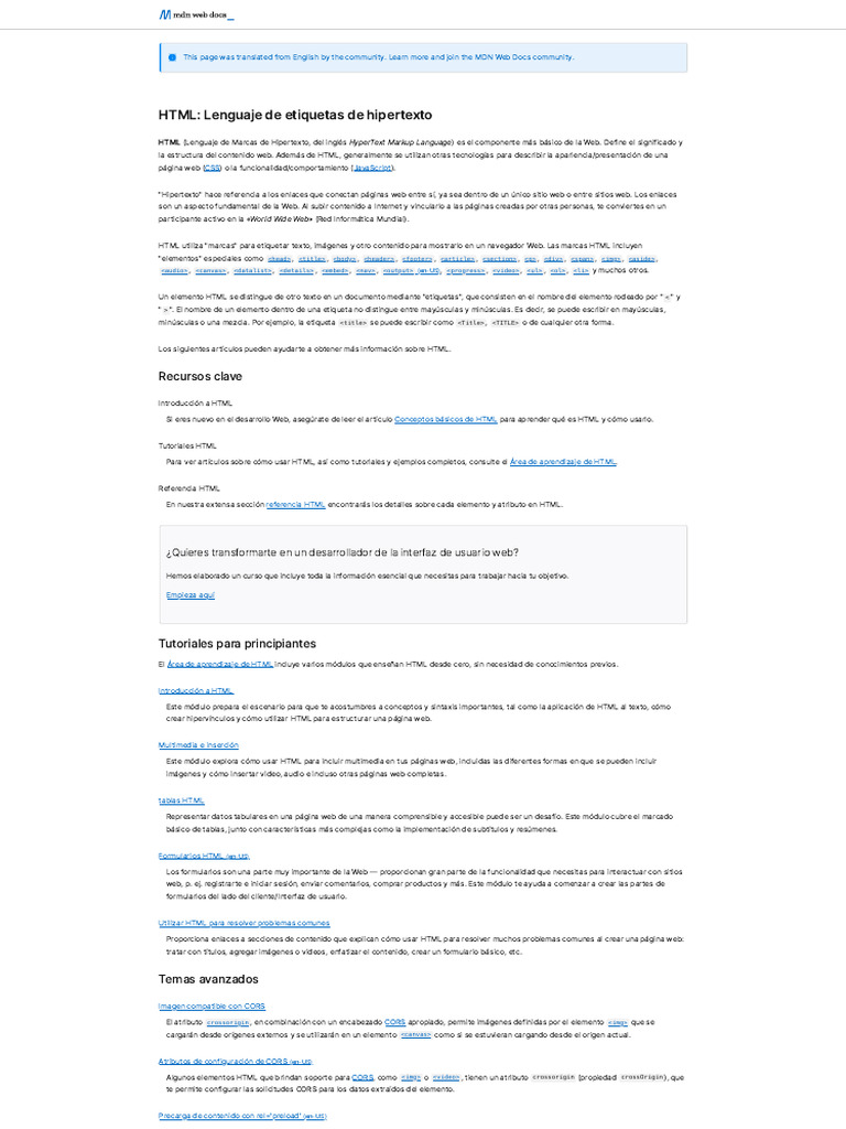Html lenguaje de etiquetas de hipertexto mdn pdf html red mundial