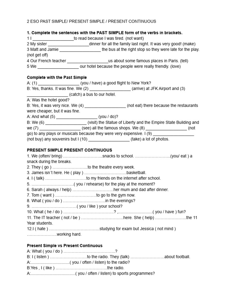 Present Simple and Continuous Exercises | PDF