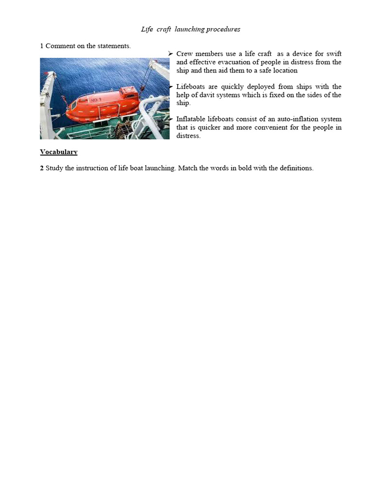 Lesson 6. Life Craft Launching Procedures | PDF | Water Transport | Ships