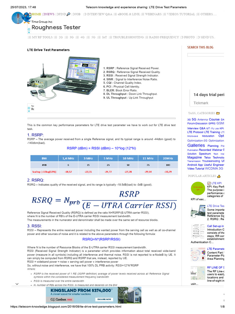 LTE Drive Test Configuration Parameters | PDF | Mimo | Cellular Network
