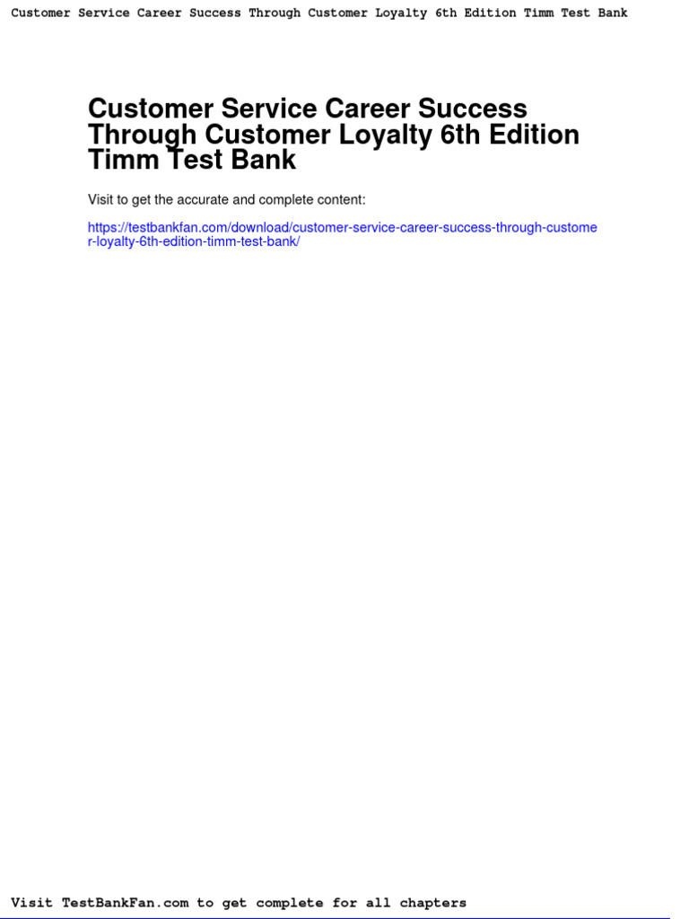 Full Download Customer Service Career Success Through Customer Loyalty