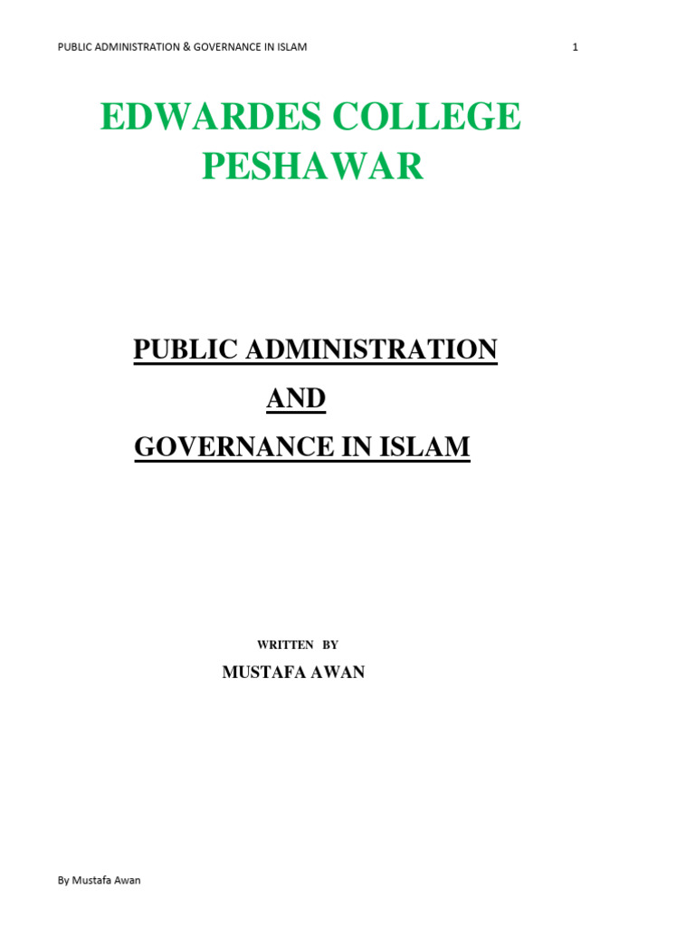 Islamic Public Administration Principles | PDF | Governance | Good ...