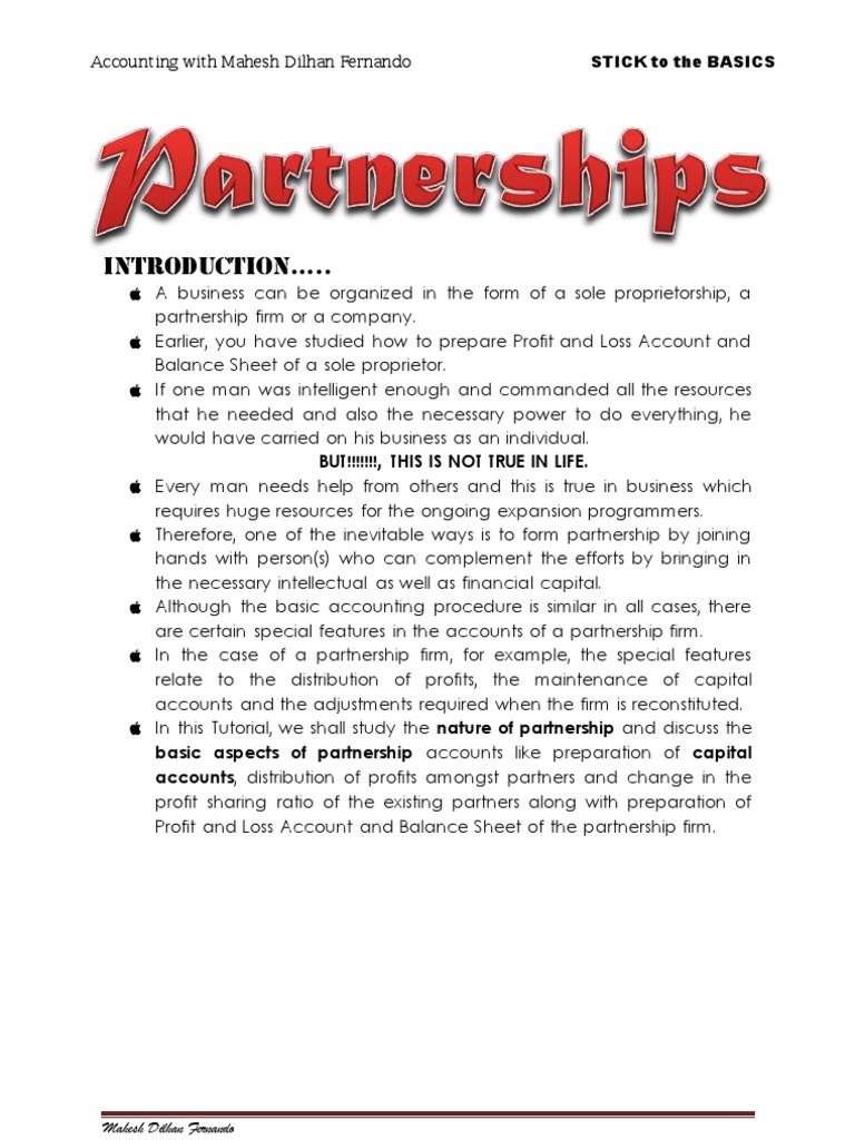 Partnership Accounting Basics Guide | PDF | Partnership | Debits And ...
