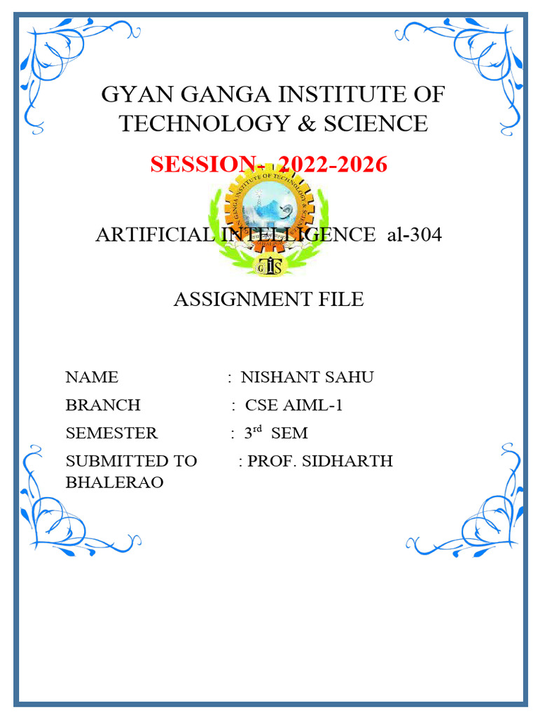AI Assignment Front Page Design | PDF