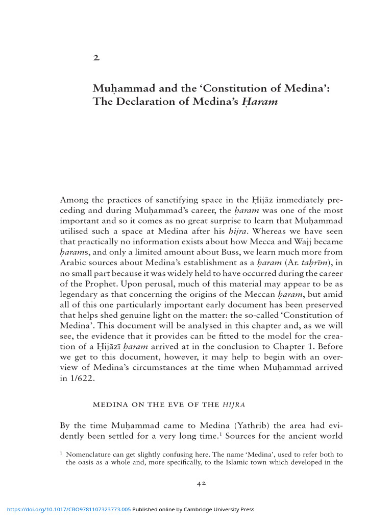 Muammad and The Constitution of Medina The Declaration of Medinasaram ...
