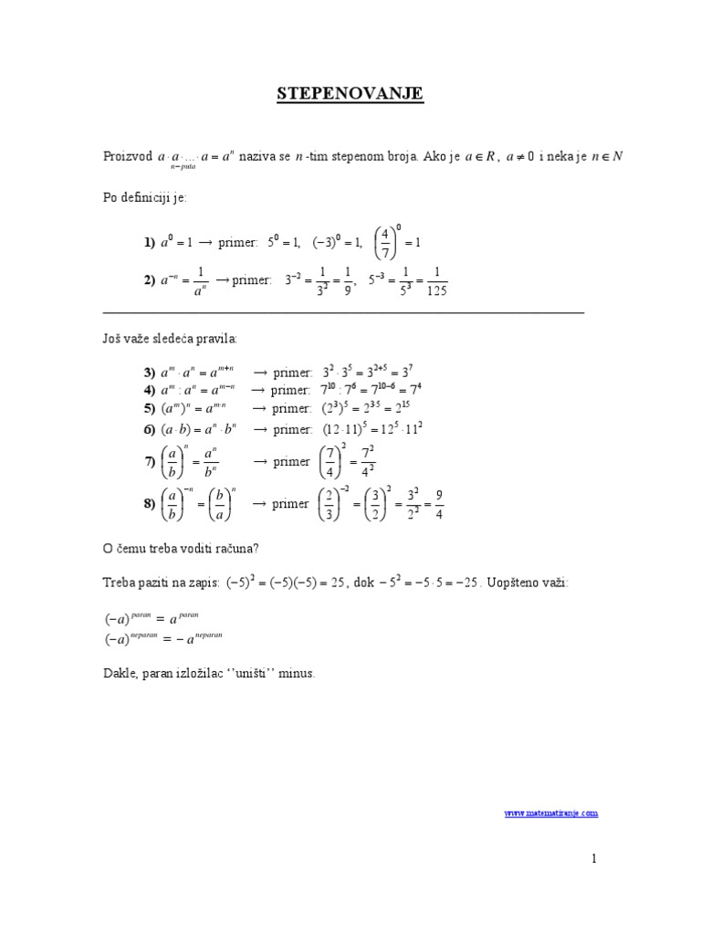 Exponents and Powers: Formulas & Exercises | PDF | Teaching Methods ...
