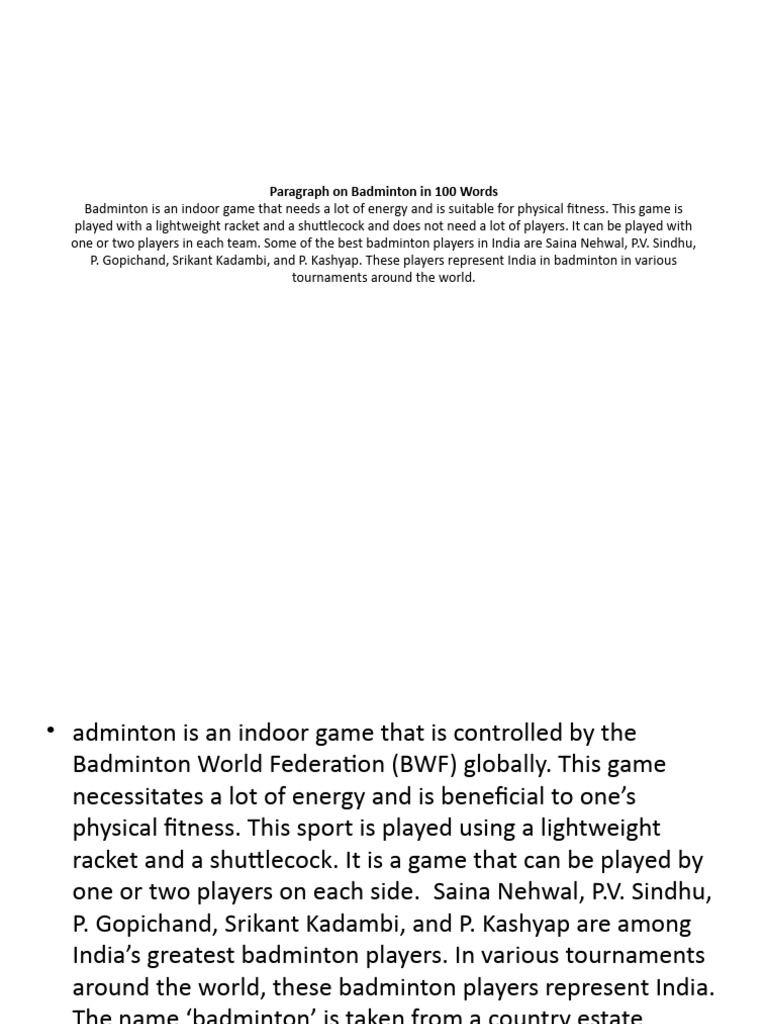 Paragraph 2024 about badminton