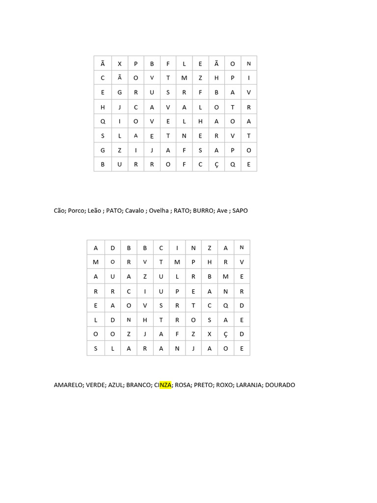 Sopas de Letras Materiais PDF