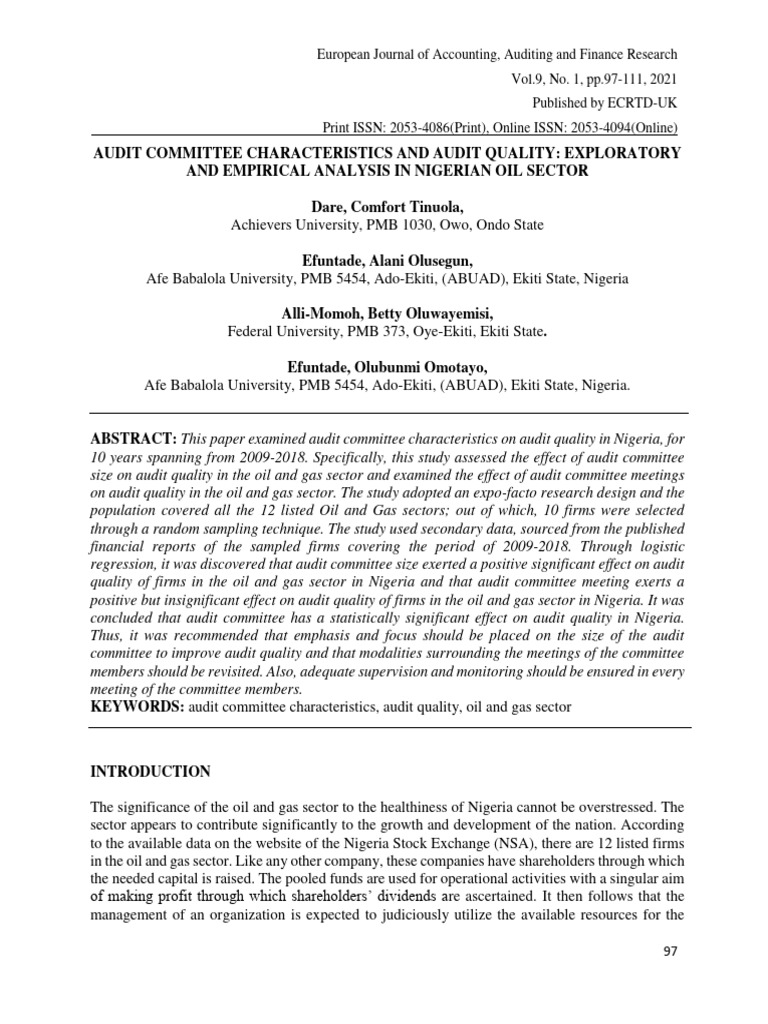 Audit Committee Characteristics and Audit Quality | PDF