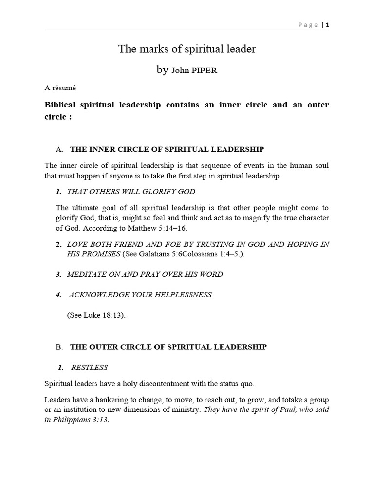 John Piper The Marks Of Spiritual Leader Download Free Pdf