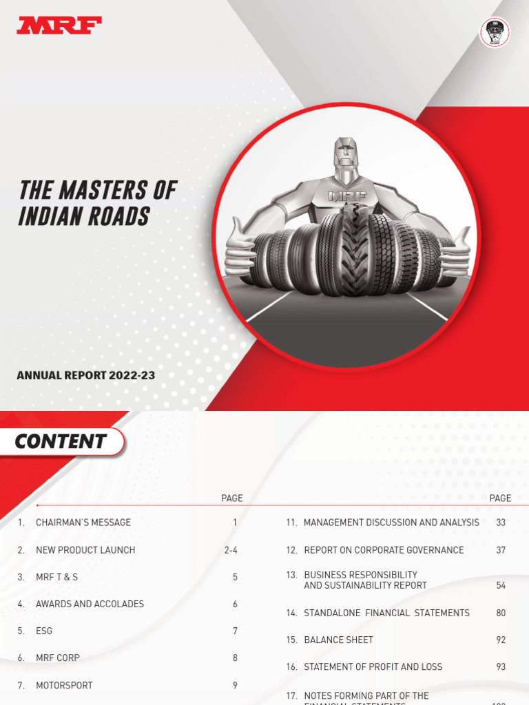 MRF Annual Report 2022-23 Overview | PDF | Dividend | Internal Control