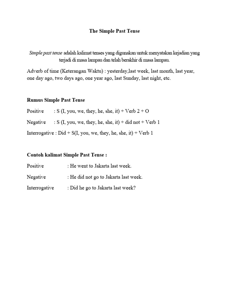 The Simple Past Tense grade 6 | PDF