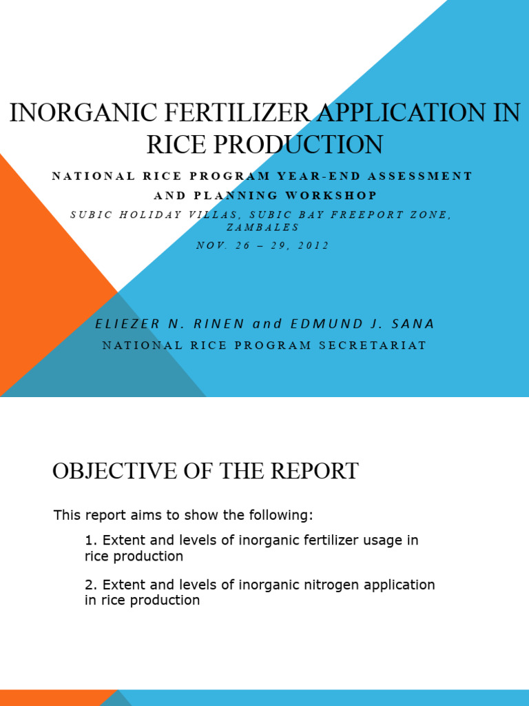 Inorganic Fertilizer Use in Rice Production | PDF | Fertilizer ...