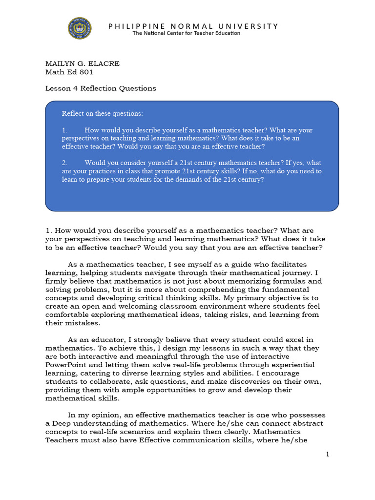 ELACRELesson 4 Reflection Questions PDF