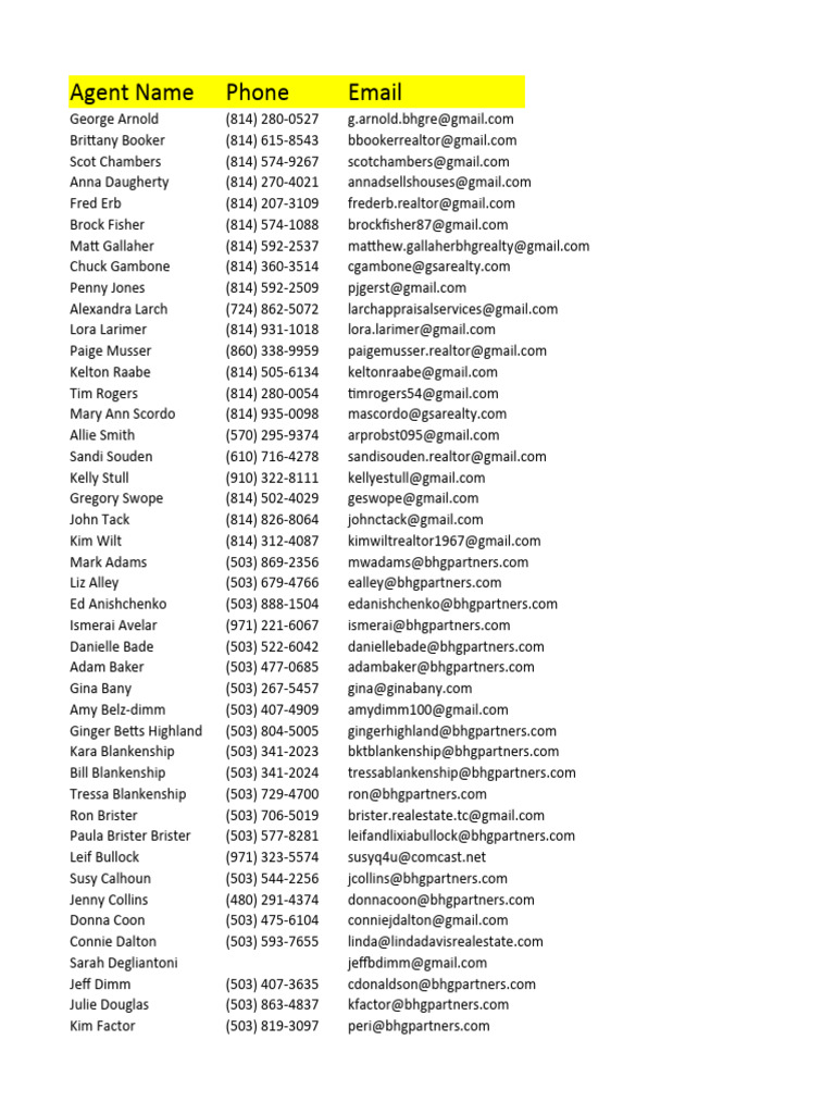 Real Estate Agents Email List | PDF