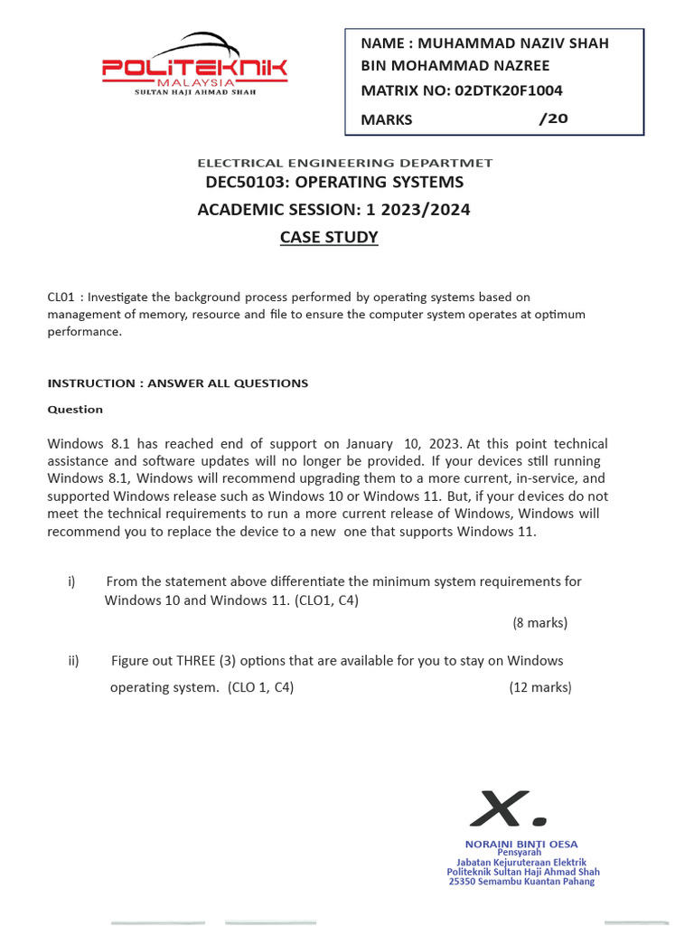 Q - Case Study Dec50103 Sesi 1 2023 - 2024 | PDF