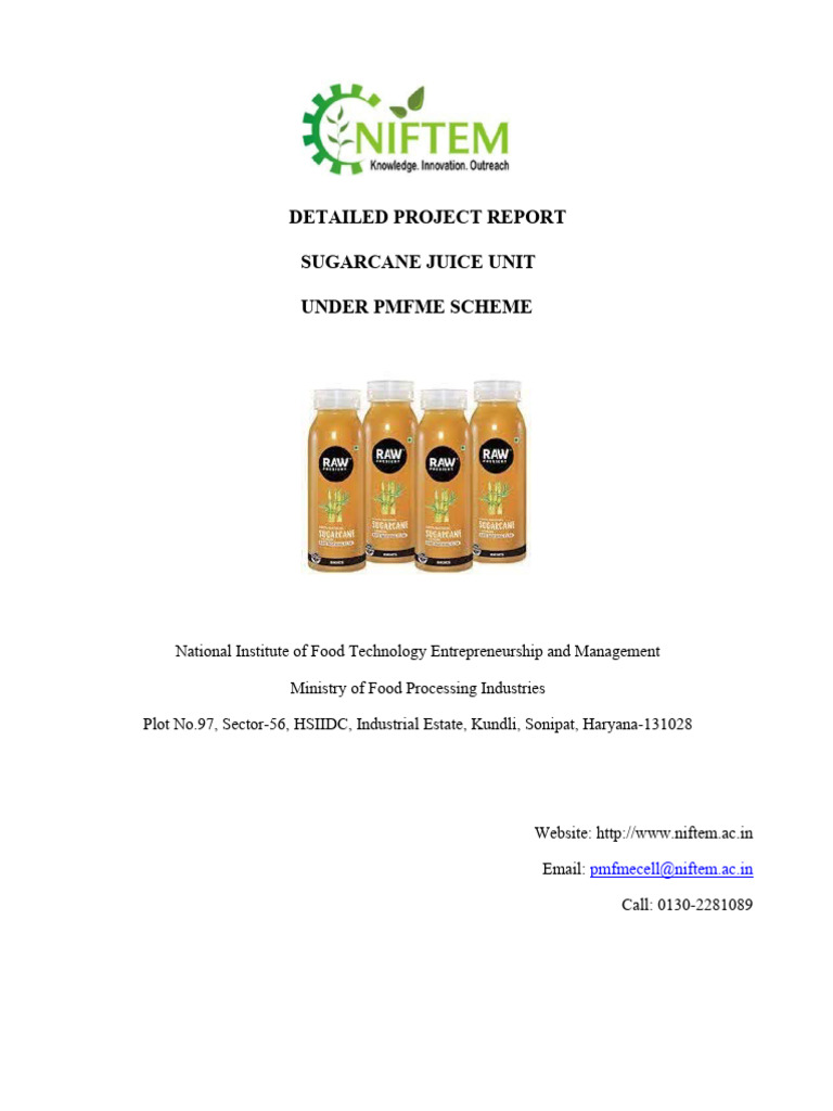 Sugarcane Juice Unit Project Report | PDF | Business