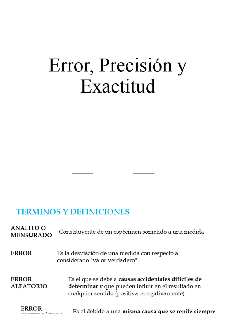 Errores y Calidad en Laboratorios Clínicos | PDF | Exactitud y ...