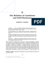 The Relation of Loneliness and Self-Disclosure: Joseph P. Stokes