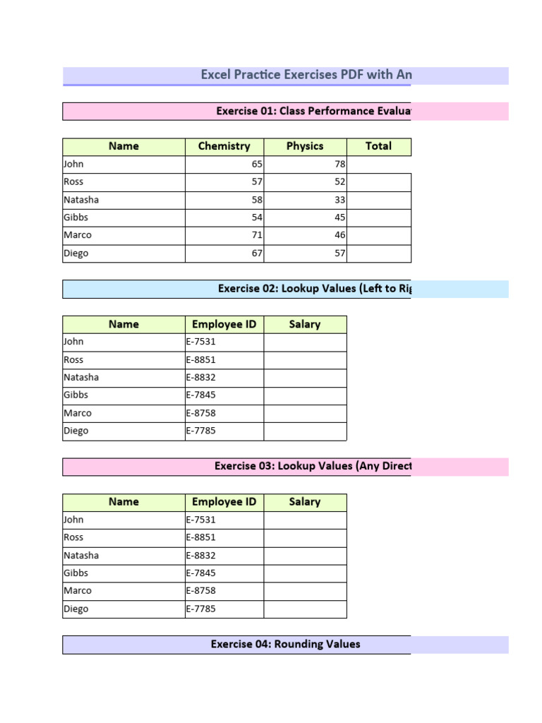 Practice Exercise With Problem | PDF