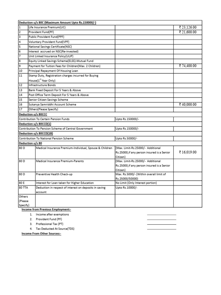Investment Declaration Form-2 | PDF | Public Finance | Taxation