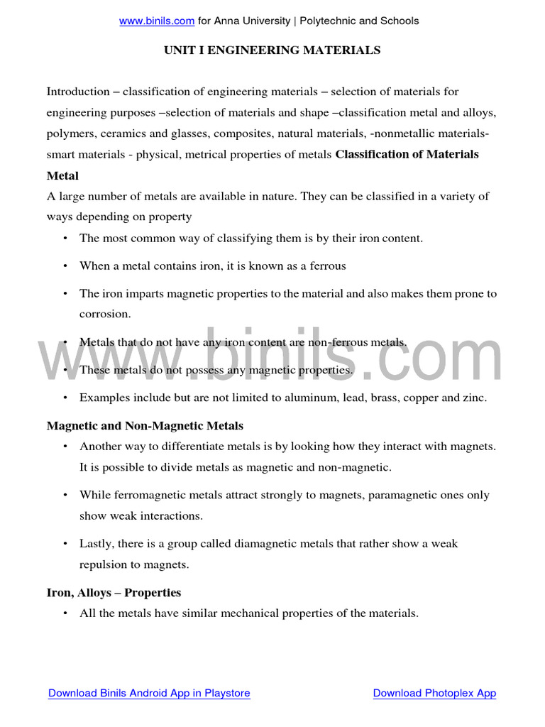 Classification of Engineering Metals | PDF | Composite Material | Cast Iron