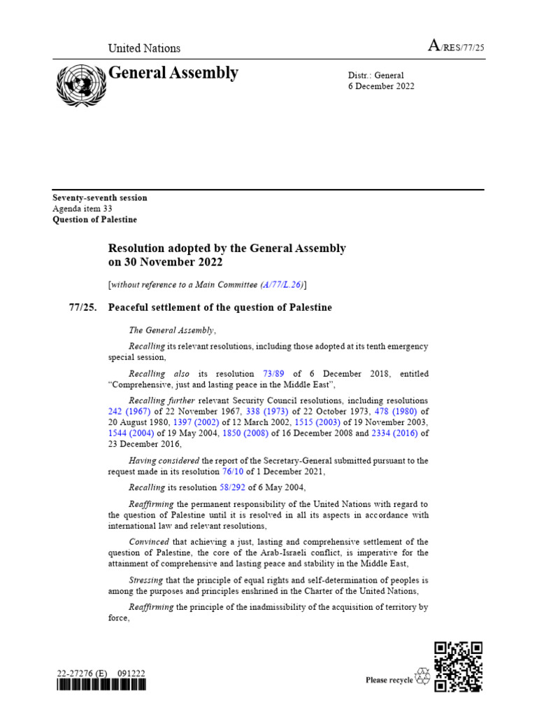 77:25. Peaceful Settlement of The Question of Palestine | Download Free
