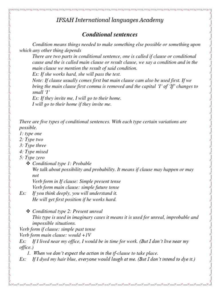Understanding Conditional Sentences | PDF | Grammatical Tense | Human ...