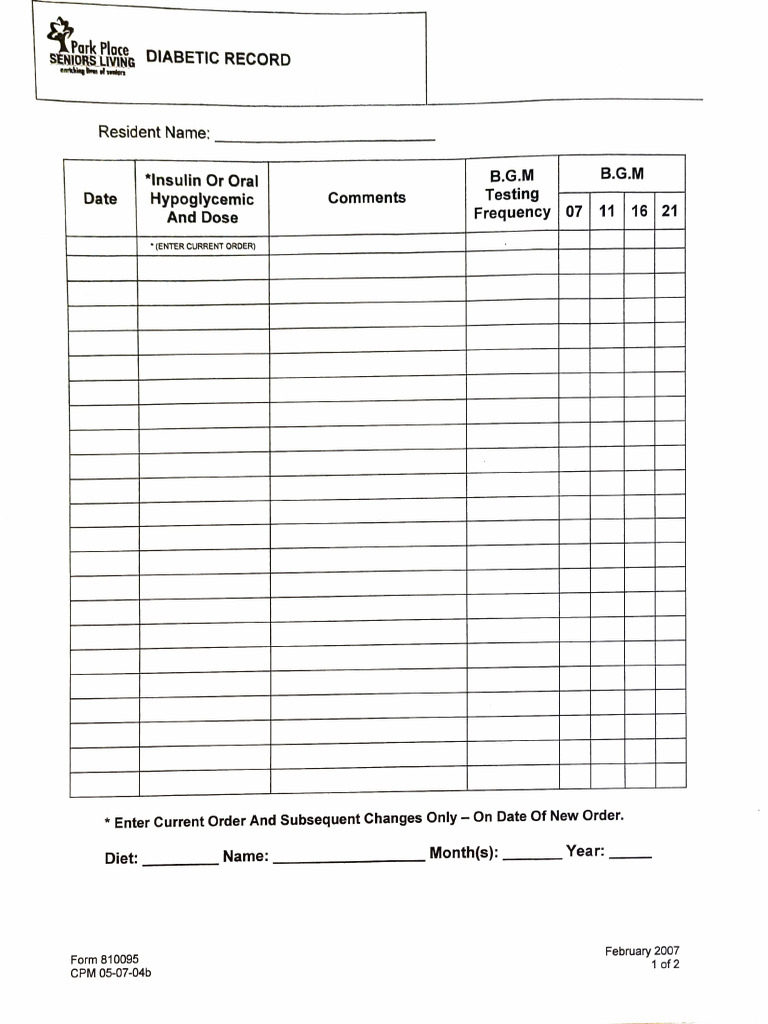 diabetic form | PDF