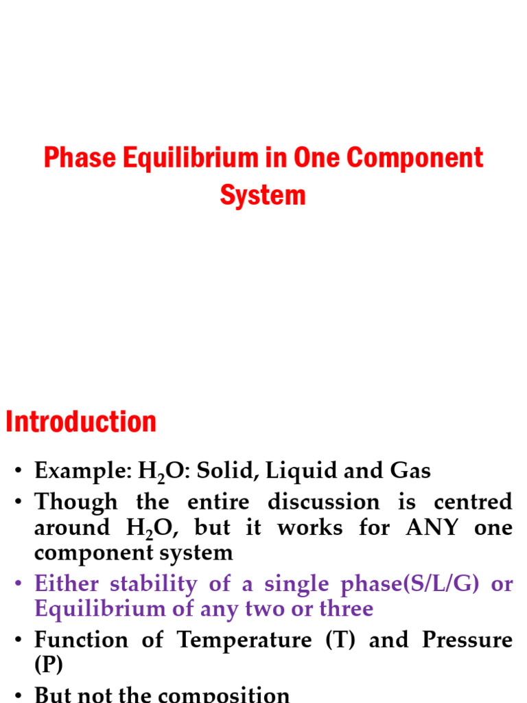 7. Phase Equilibrium in One Component System PDF Phase (Matter
