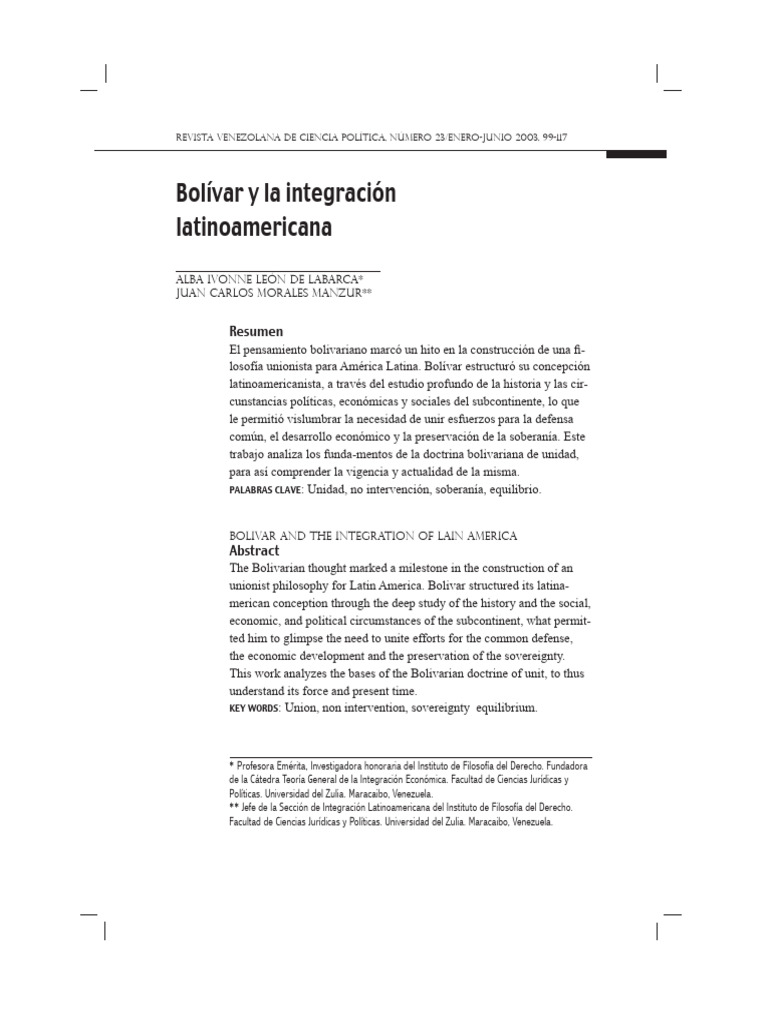 Bolivar y La Integracion Latinoamericana-Desbloqueado | PDF