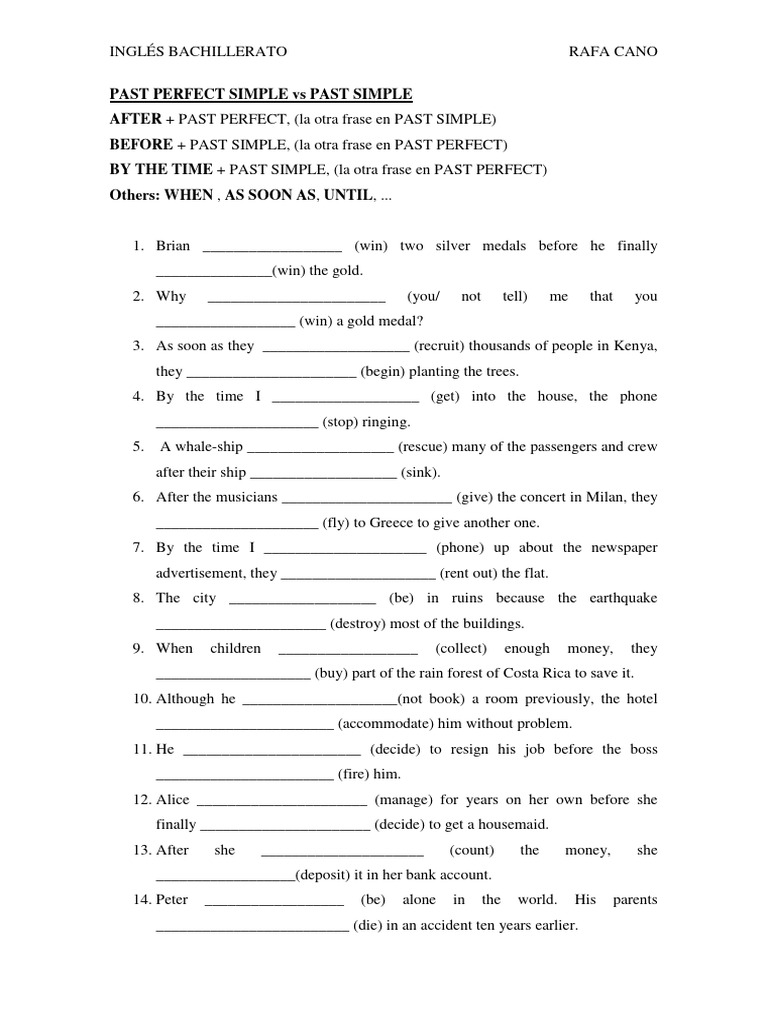 Past Perfect Simple - Past Simple | PDF | Language Arts & Discipline