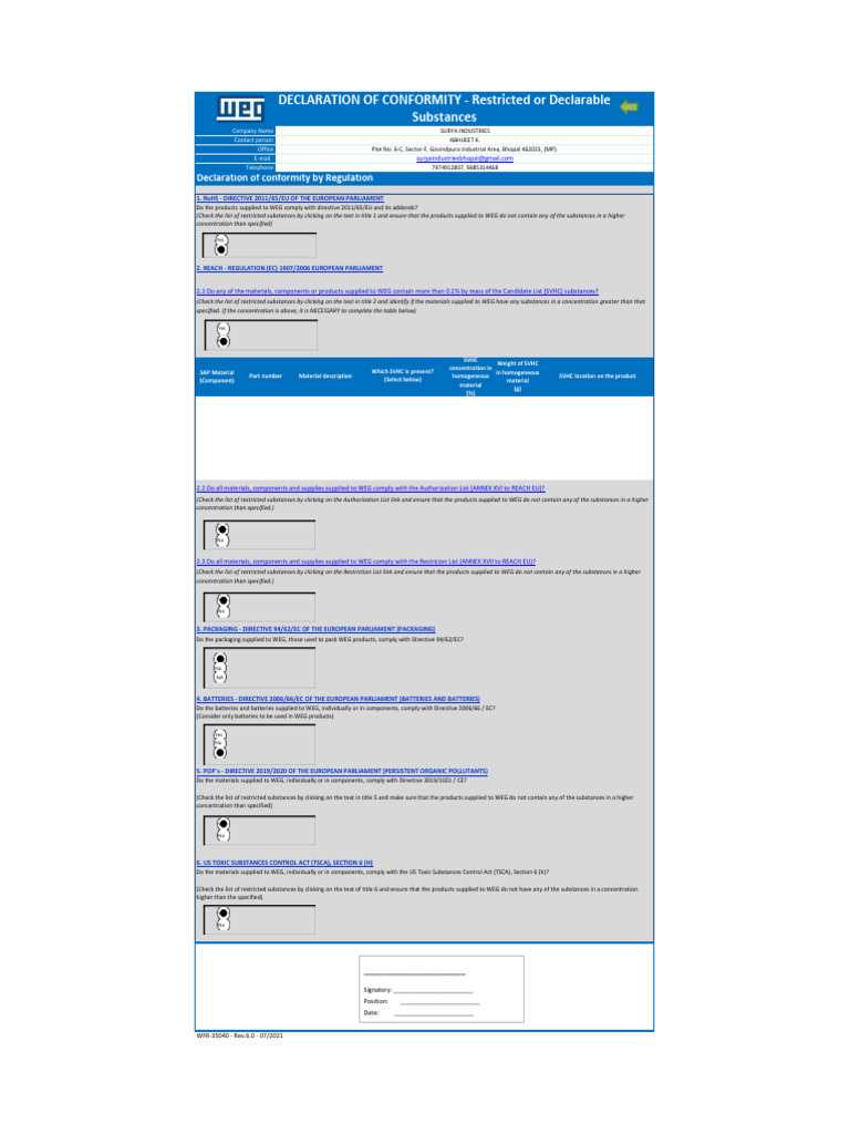 POP Declaration Compliance Template | PDF