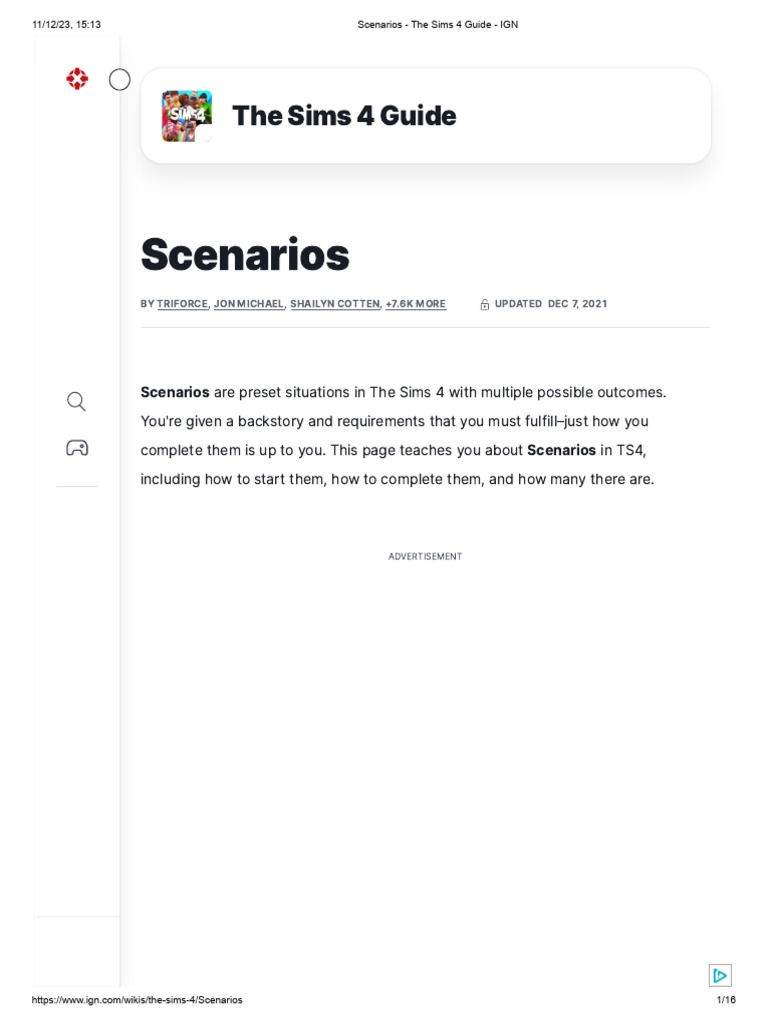 Scenarios - The Sims 4 Guide - IGN | PDF | Flirting | Romance (Love)